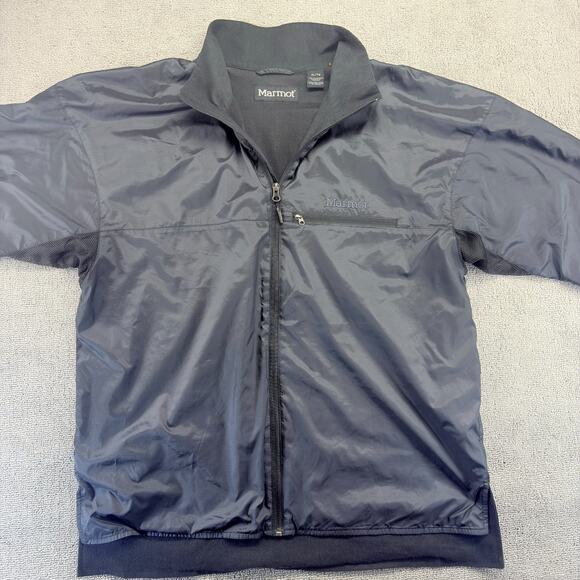 Marmot Windbreaker Jacket Mens XL Black DriClime Fleece Lined Full Zip High Neck - Picture 1 of 8